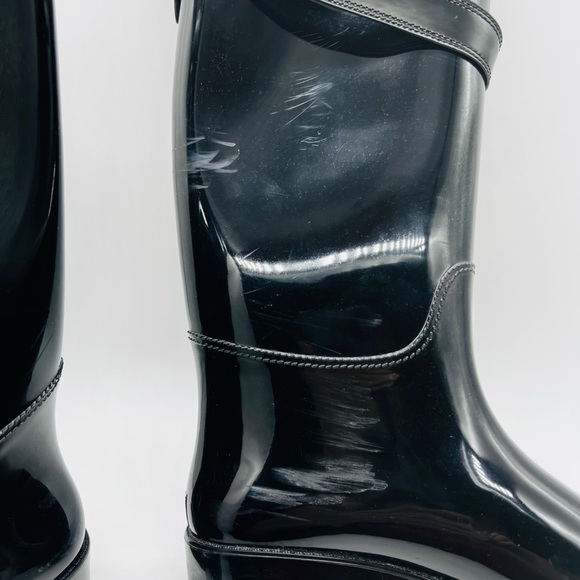 COACH TARA TALL BLACK GLOSSY RUBBER RAIN BOOTS SIZE 11 - Picture 8 of 12
